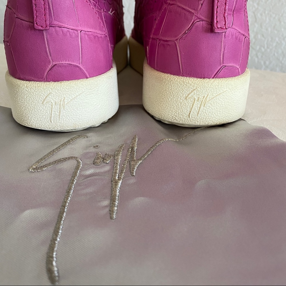 giuseppe zanotti pink croc high top sneakers - Picture 8 of 8